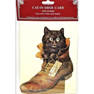 Vintage 2000 Shackman Cat w/Moving Eyes w/Easel Stand Display Greeting Card NOS